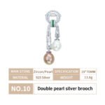 Double pearl silver brooch - Image 5