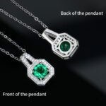 Lab Grown Colombian Emerald Square Pendant 925 Sterling Silver - Image 3