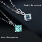 Lab Grown Paraiba Sapphire Princess Cut Pendant 925 Sterling Silver - Image 3