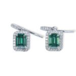 Vivid Green Moissanite 925 Silver Earrings