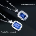 Lab Grown Sapphire Emerald Cut Pendant 925 Sterling Silver - Image 3