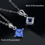 Lab Grown Sapphire Princess Cut Pendant 925 Sterling Silver - Image 6