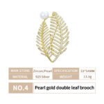 Pearl gold double leaf brooch - Image 5