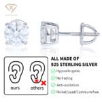Moissanite Solitaire Stud Screw Back Posts  Earrings - Image 6