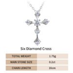 Six Stones Cross Moissanite Pendant 925 Sterling Silver - Image 4