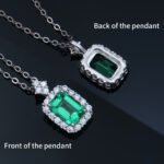 Lab Grown Colombian Emerald Pendant 925 Sterling Silver - Image 4