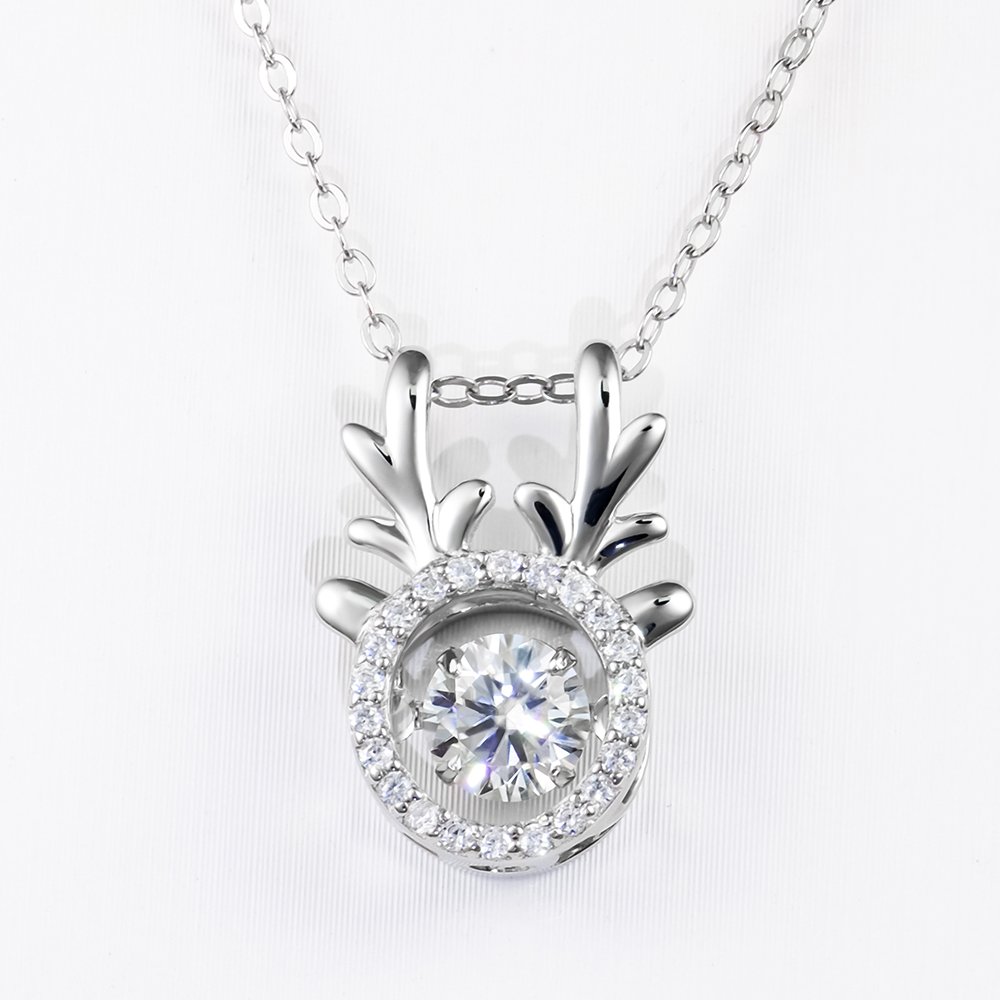 P1131616 拷贝 Antler Moissanite Pendant 925 Sterling Silver - Image 1
