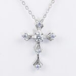 Six Stones Cross Moissanite Pendant 925 Sterling Silver
