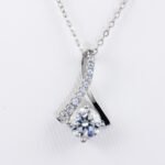 Herringbone Moissanite Pendant 925 Sterling Silver