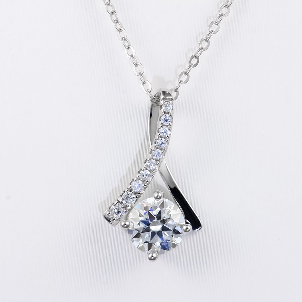 P1131684 拷贝 Herringbone Moissanite Pendant 925 Sterling Silver - Image 1