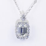 Vertical Emerald Moissanite Pendant 925 Sterling Silver
