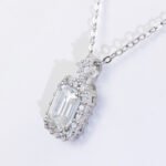 Vertical Emerald Moissanite Pendant 925 Sterling Silver - Image 2