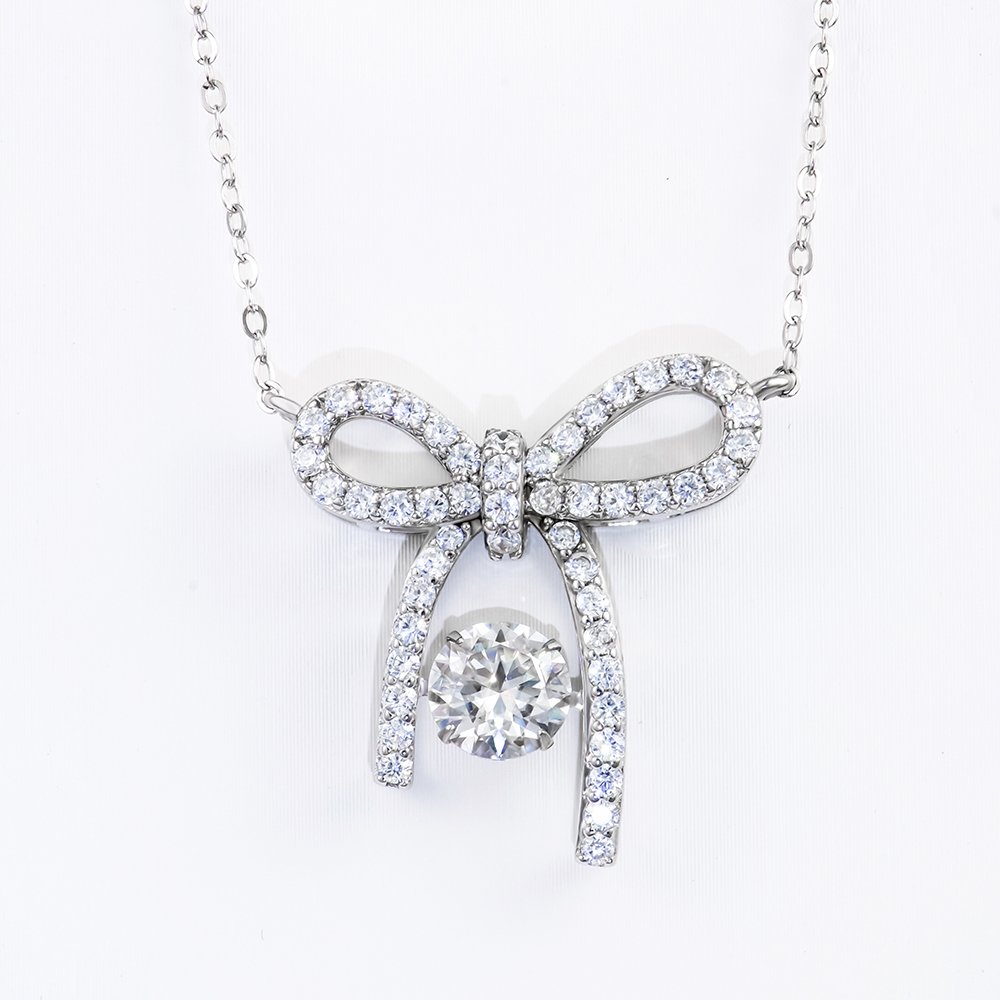 P1131821 拷贝 Bowknot Moissanite Pendant 925 Sterling Silver - Image 1