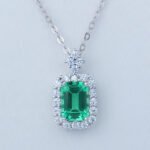 Lab Grown Colombian Emerald Pendant 925 Sterling Silver