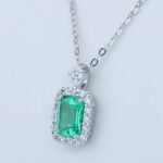 Lab Grown Colombian Emerald Pendant 925 Sterling Silver - Image 2