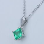Lab Grown Colombian Emerald Princess Cut Pendant 925 Sterling Silver - Image 2