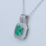 Lab Grown Colombian Emerald Square Pendant 925 Sterling Silver - Image 2