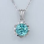 Lab Grown Paraiba Sapphire Snowflake Pendant 925 Sterling Silver