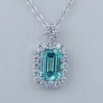 Lab Grown Paraiba Sapphire Emerald Pendant 925 Sterling Silver