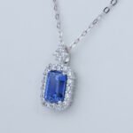 Lab Grown Sapphire Emerald Cut Pendant 925 Sterling Silver - Image 2