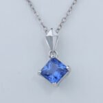 Lab Grown Sapphire Princess Cut Pendant 925 Sterling Silver - Image 3