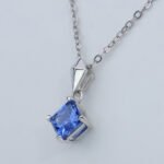 Lab Grown Sapphire Princess Cut Pendant 925 Sterling Silver - Image 4