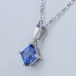 Lab Grown Sapphire Princess Cut Pendant 925 Sterling Silver - Image 2