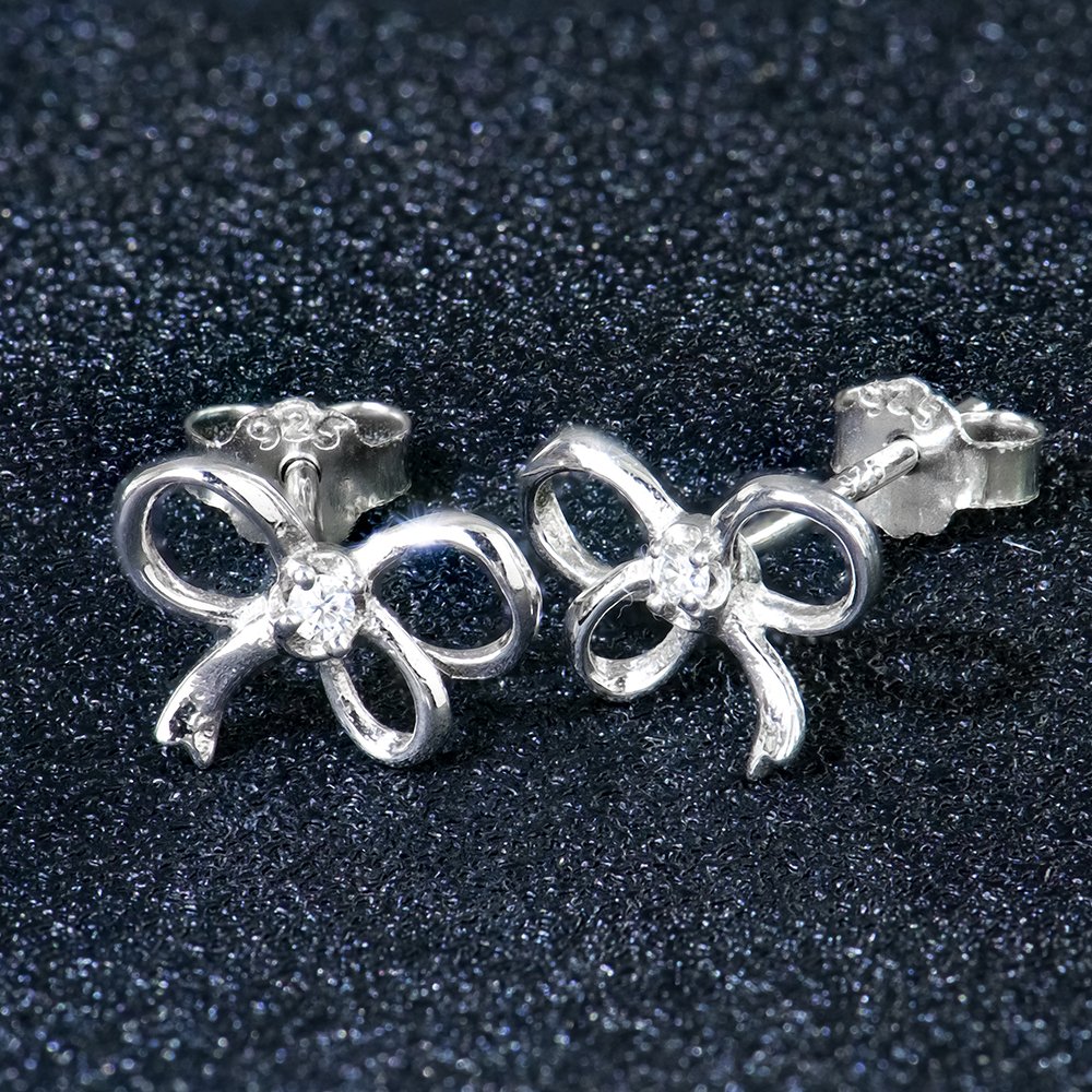 P1955570 拷贝 Bow Moissanite Earrings - Image 1