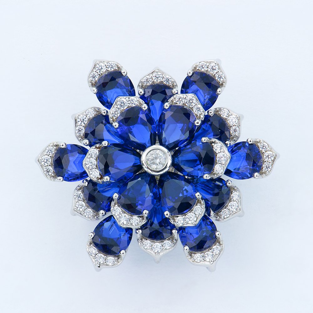 P2832000 拷贝 Blue flower brooch - Image 1