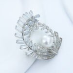 Pearl silver brooch - Image 4