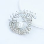 Pearl silver brooch - Image 5