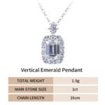 Vertical Emerald Moissanite Pendant 925 Sterling Silver - Image 4