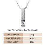 Queen Princess Cut Moissanite Pendant 925 Sterling Silver - Image 4