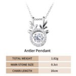Antler Moissanite Pendant 925 Sterling Silver - Image 4