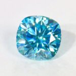 Moissanite Sea Blue Cushion