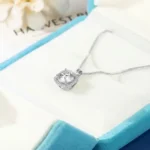 Luxury Square Solitaire Moissanite Pendant Necklace 925 Silver - Image 5