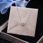 Classic Four Prong Moissanite Solitaire Pendant Necklace 925 Silver - Image 3