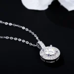 Luxury Round Bezel Moissanite Solitaire Necklace 925 Silver - Classic Design - Image 4