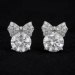 Bow Moissanite Stud Earrings in 925 Sterling Silver