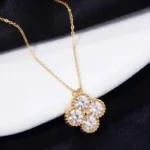 Luxury Diamond Clover Moissanite Pendant Necklace 925 Silver - Image 3