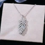 Luxury Feather Moissanite Pendant Necklace 925 Silver - Classic