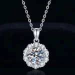 Luxury Fairy Solar Halo Moissanite Pendant Necklace 925 Silver - Image 2