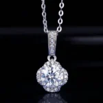 Luxury Vintage Bloom Moissanite Pendant Necklace 925 Silver