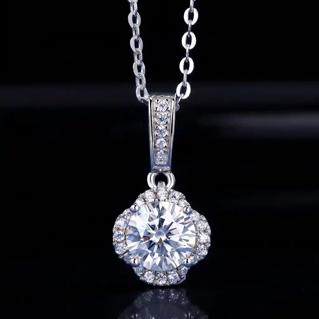344625d6-223c-4060-a11d-332472d171bf Luxury Vintage Bloom Moissanite Pendant Necklace 925 Silver - Image 1