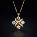 Luxury Crossed X Moissanite Pendant Necklace 925 Silver - Image 2