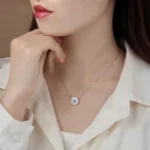 Classic Four Prong Moissanite Solitaire Pendant Necklace 925 Silver - Image 7
