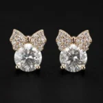 Bow Moissanite Stud Earrings in 925 Sterling Silver - Image 2
