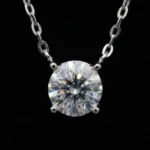 Classic Four Prong Moissanite Solitaire Pendant Necklace 925 Silver