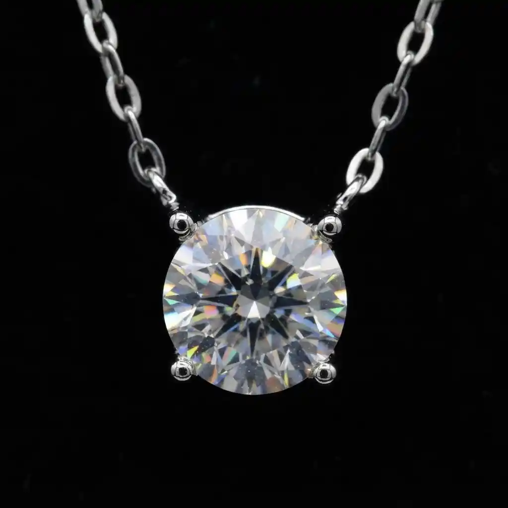 3f5677a5-2e23-4a6e-92d7-24278b4c5c95 Classic Four Prong Moissanite Solitaire Pendant Necklace 925 Silver - Image 1