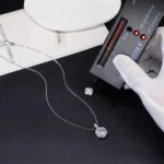 Luxury Fairy Solar Halo Moissanite Pendant Necklace 925 Silver - Image 3
